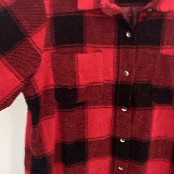 Time and Tru- red and black plaid soft over coat- Size XL - Picture 2 of 5